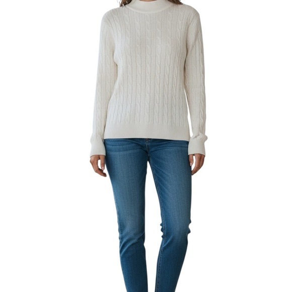 Laura Scott Sweaters - Laura Scott Ivory Ribbed Knit Mock Neck Sweater Women XL NWT Vintage
